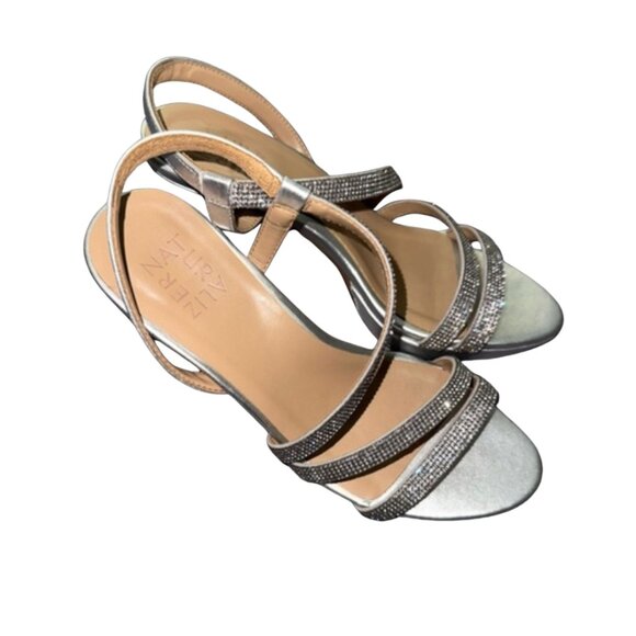 NATURALIZER Silver Rhinestone Sparkle Heels Size 7 - Picture 2 of 7